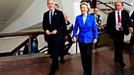 President of the European Commission Ursula von der Leyen, and Canada Prime Minister Mark Carney, left, arrive to a meeting during the 8th EPC Summit Yerevan, Armenia 04/05/26