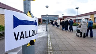 Voters at a polling station