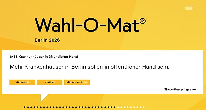 Ein Beispiel für eine Wahl-O-Mat-These für die Berlin-Wahl 2026.