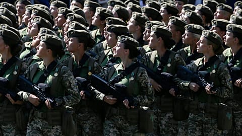 FILE: Ukrainian female soldiers march along main Khreshchatyk Street during a military parade to celebrate Independence Day in Kyiv, Ukraine, 24 August 2018.