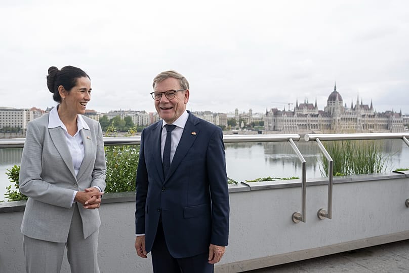 Orbán Anita külügyminiszter fogadja hivatalában Johann Wadephul német külügyminisztert 2026. szeptember 14-én.