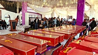 Families of victims of a deadly fire in DR Congo gather at a morgue ahead of mass funeral