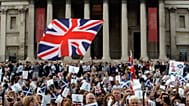 Union flags and Scottish flags at a pro-union march