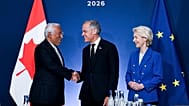  European Council President Antonio Costa, Canadian Prime Minister Mark Carney and European Commission President Ursula von der Leyen