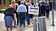 Voters queue at a polling station in Landskrona, Sweden, Sunday, Sept. 13, 2026.