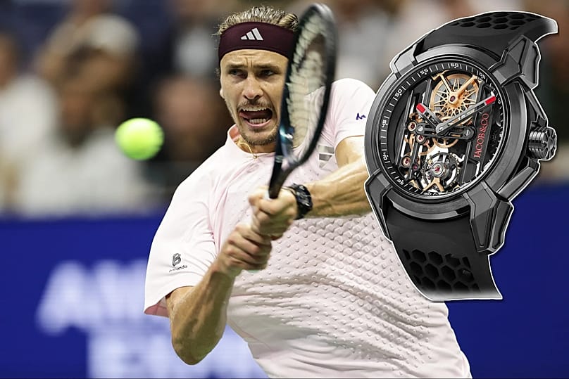 Idő a cselekvésre: Alexander Zverev Jacob & Co. Epic X Skeleton órát visel a 2026-os US Open elődöntőjében, New York, 2026. szeptember 10.