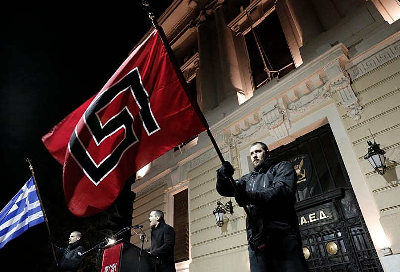 Kasidiaris at a rally in 2014