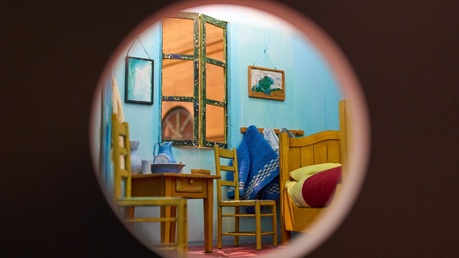 Van Gogh'un odasını gösteren diorama.