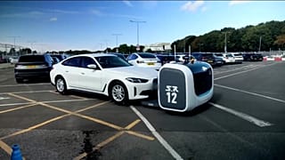 Robot parking a passenger car in restricted parking area at Gatwick Airport