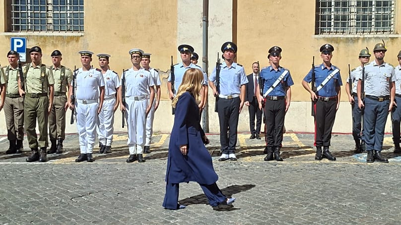 La premier Giorgia Meloni ai funerali di Stato di Emma Bonino a Roma