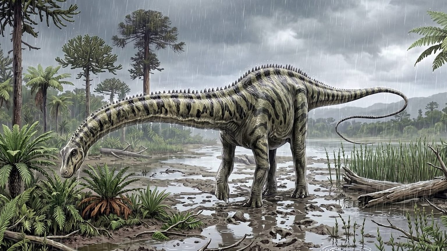 Ilustración de Diplodocus realizada por Carmelo López del grupo de investigación FOCONTUR