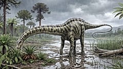 Ilustración de Diplodocus realizada por Carmelo López del grupo de investigación FOCONTUR