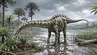 Ilustración de Diplodocus realizada por Carmelo López del grupo de investigación FOCONTUR