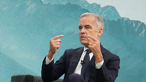 Prime Minister Mark Carney speaks during a fireside chat with the Chief Executive Officer of PSP Investments, Deborah Orida, in Toronto, on Tuesday, Sept. 15, 2026.