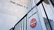 A sign is placed on a gate outside the John F. Kennedy Center for the Performing Arts in Washington, Tuesday, Sept. 15, 2026. (AP Photo/Jacquelyn Martin)