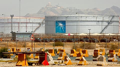 Oil storage tanks at an Aramco facility in Jeddah, Saudi Arabia, 21 March 2021. File photo.