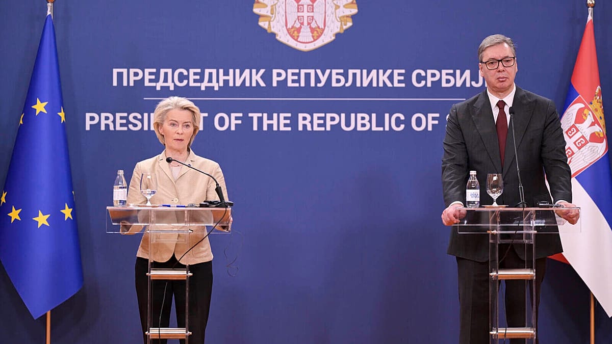 Von der Leyen describes ‘horror’ at Mladić funeral but holds off on Serbia measures