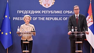European Commission President Ursula von der Leyen, and Serbian President Aleksandar Vučić.