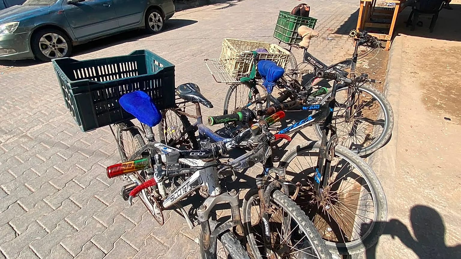 Bicycles used to deliver orders in the Gaza Strip