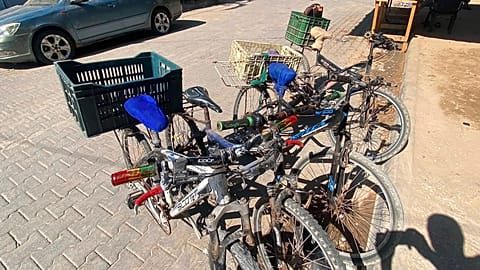 Bicycles used to deliver orders in the Gaza Strip