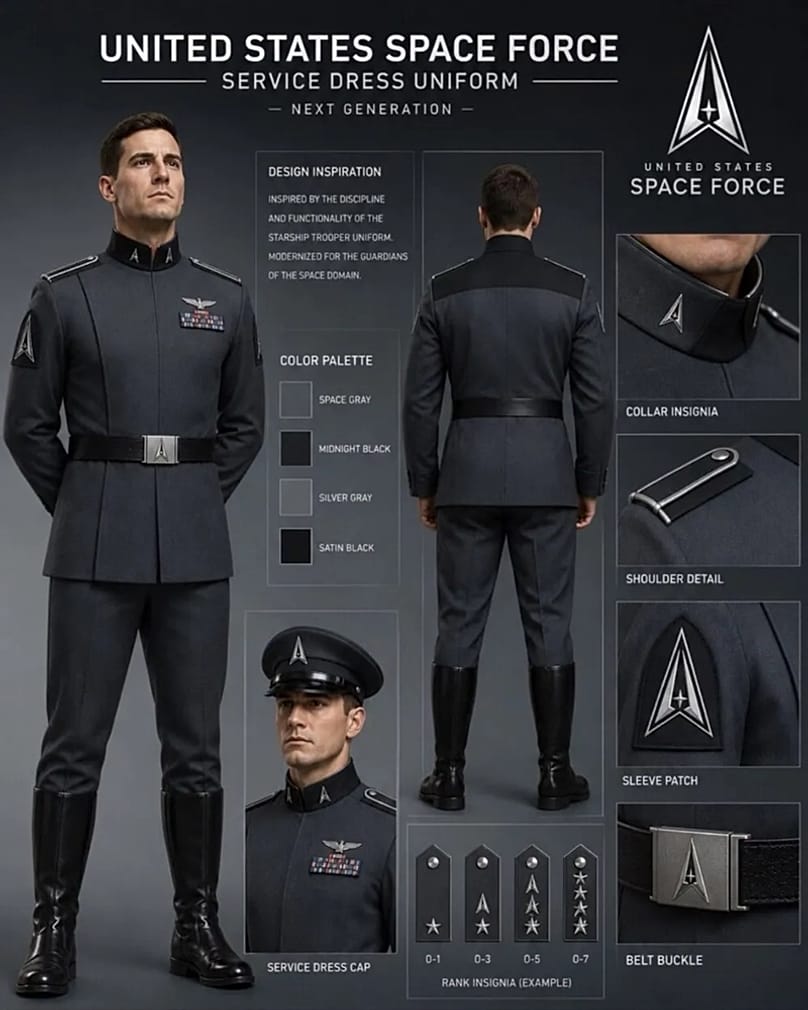 Novos uniformes da Força Espacial dos EUA propostos por Trump