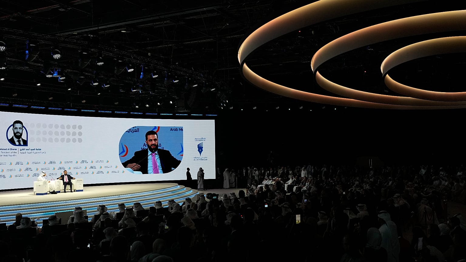 Syria's President Ahmed al-Sharaa speaks at the Arab Media Summit 2026 in Dubai, 15 September 2026