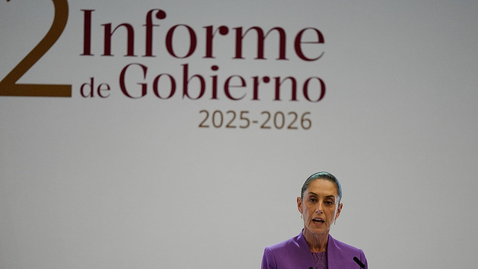 La presidenta de México Claudia Sheinbaum pronunció su discurso sobre el estado de la nación en el Palacio Nacional de la Ciudad de México, el martes 1 de septiembre de 2026
