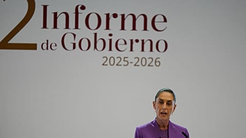 La presidenta de México Claudia Sheinbaum pronunció su discurso sobre el estado de la nación en el Palacio Nacional de la Ciudad de México, el martes 1 de septiembre de 2026