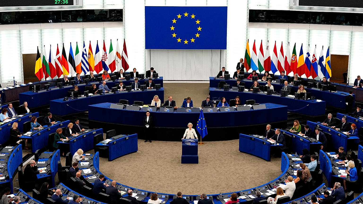 El Parlamento Europea durante el discurso sobre el estado de la Unión Europea pronunciado por la presidenta de la Comisión Europea.