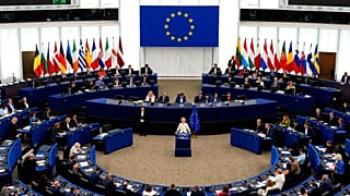 El Parlamento Europea durante el discurso sobre el estado de la Unión Europea pronunciado por la presidenta de la Comisión Europea.