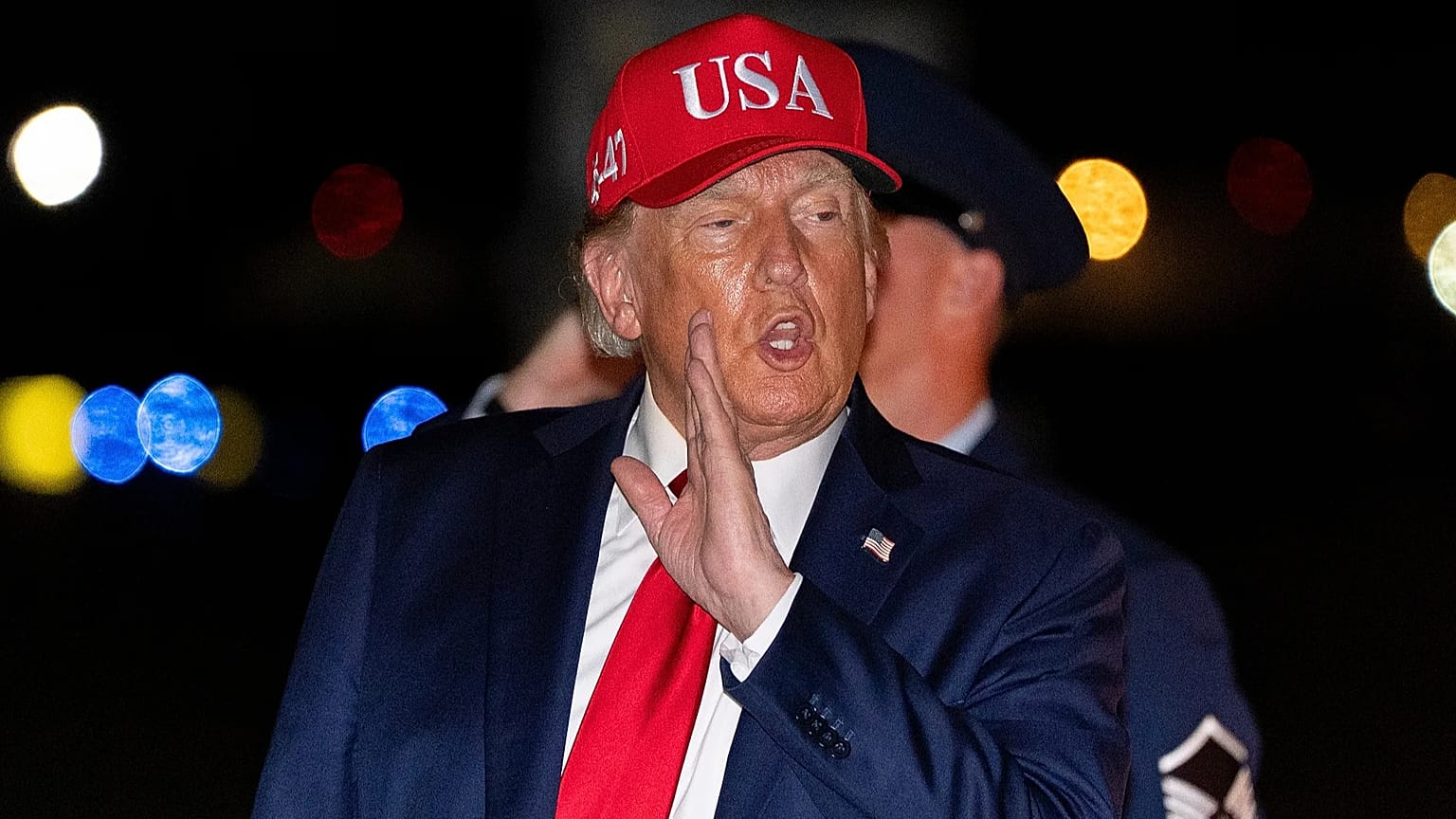 US President Donald Trump speaks to reporters as he arrives on Air Force One, Wednesday, Sept. 16, 2026, at Joint Base Andrews, Md. (AP Photo/Alex Brandon)