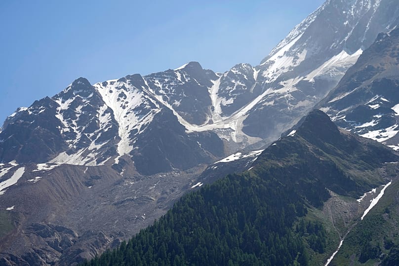 The aftermath of the Birch Glacier collapse is visible in Blatten, Switzerland, on June 11, 2025. (AP Photo/Matthias Schrader)