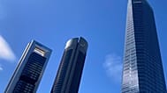 Vista de la torre Moeve, la primera por la izquierda, en Madrid.