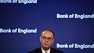 FILE. Bank of England (BoE) Governor Andrew Bailey speaks during the Monetary Policy Report press conference in London, 30 July 2026