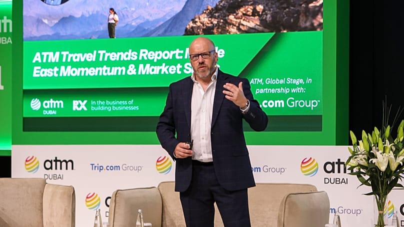 Dave Goodger, Managing Director EMEA of Tourism Economics, speaking at ATM Dubai 