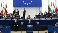 Canada's Prime Minister Mark Carney delivers a speech during a formal sitting at the European Parliament in Strasbourg