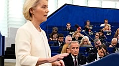 Canadian Prime Minister Mark Carney attends the State of the European Union address by President of the European Commission Ursula von der Leyen, at the European Parliament.