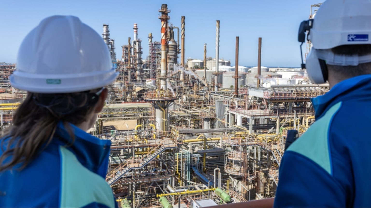 Facilities of the Moeve Energy Park in Palos de la Frontera, Huelva, where the first phase of the Andalusian Green Hydrogen Valley is being built.