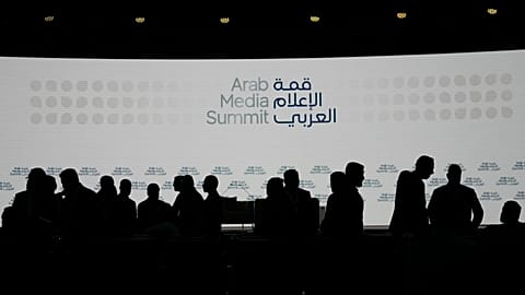 Visitors attend the opening day of the Arab Media Summit 2026 in Dubai, 15 September 2026