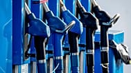 Gas pumps are shown at a gas station in Frankfurt, Germany