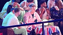 Look Mum No Computer from United Kingdom react as results come in during the Grand Final of the 70th Eurovision Song Contest in Vienna. 