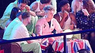 Look Mum No Computer from United Kingdom react as results come in during the Grand Final of the 70th Eurovision Song Contest in Vienna. 