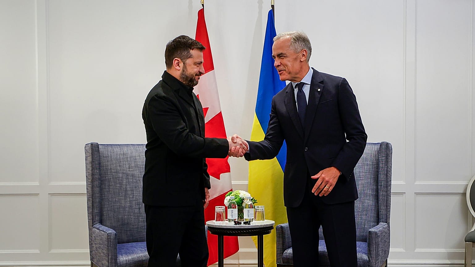 Volodymyr Zelenskyy and Mark Carney.