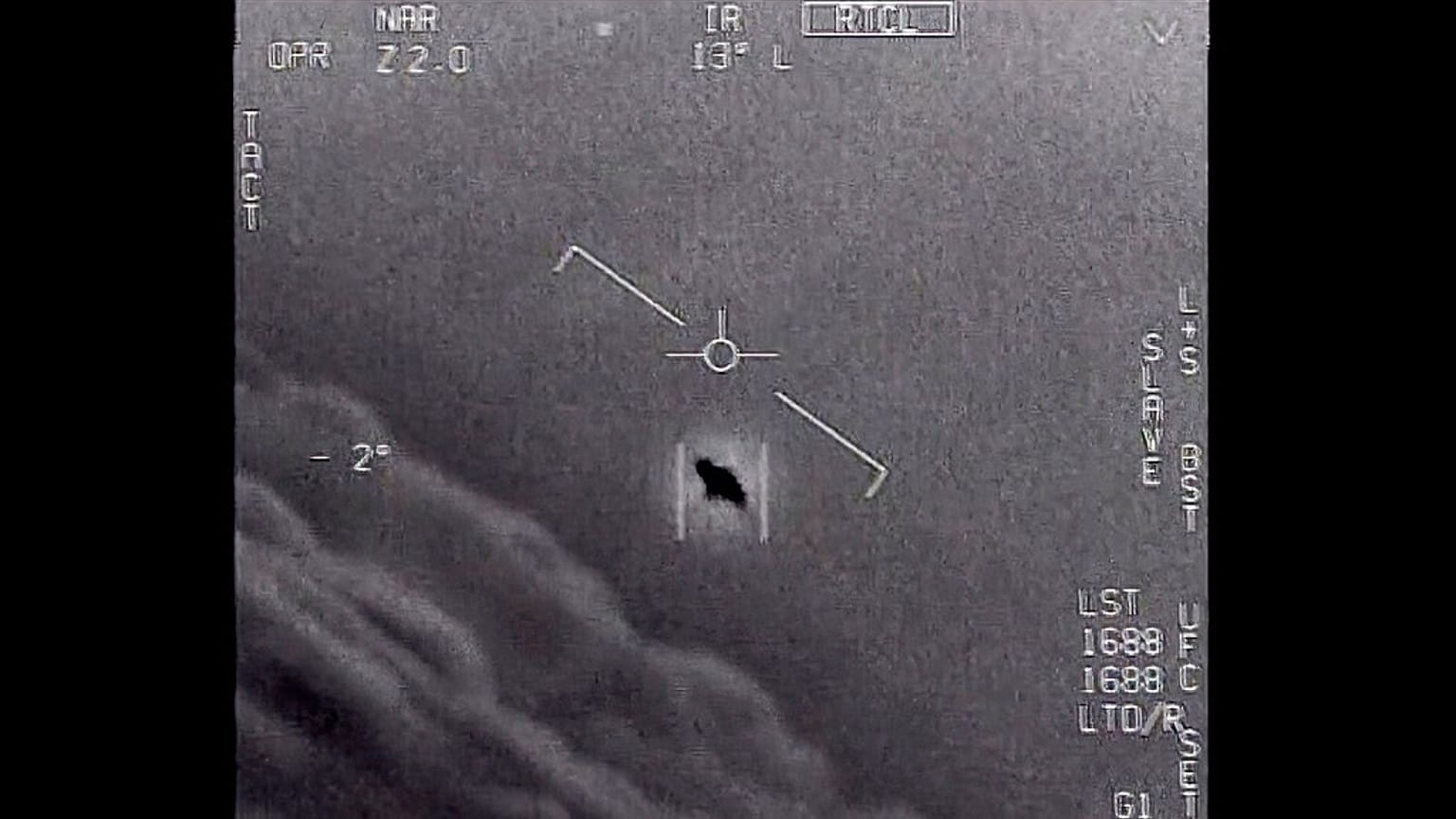 The image from video provided by the Department of Defense labelled Gimbal, from 2015
