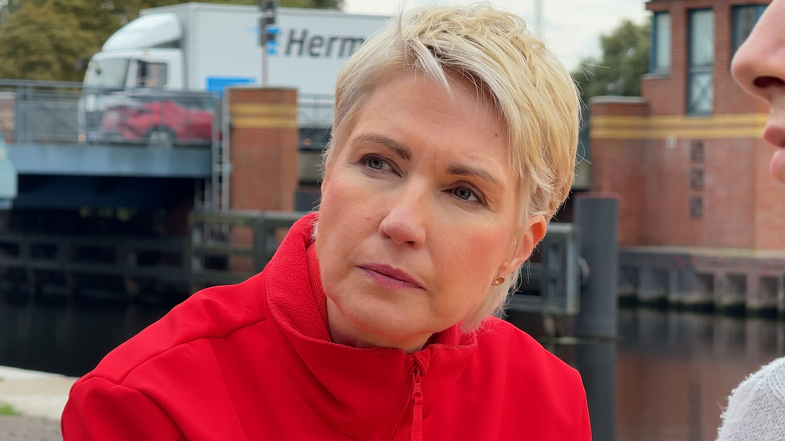 SPD-Spitzenkandidatin und Ministerpräsidentin von Mecklenburg-Vorpommern, Manuela Schwesig, am 17.09.2026 in Demmin