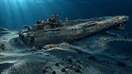 KI-generiert: fotogrammetrisch erstelltes 3D-Modell, das den Meeresboden und das Schiffswrack sichtbar macht.