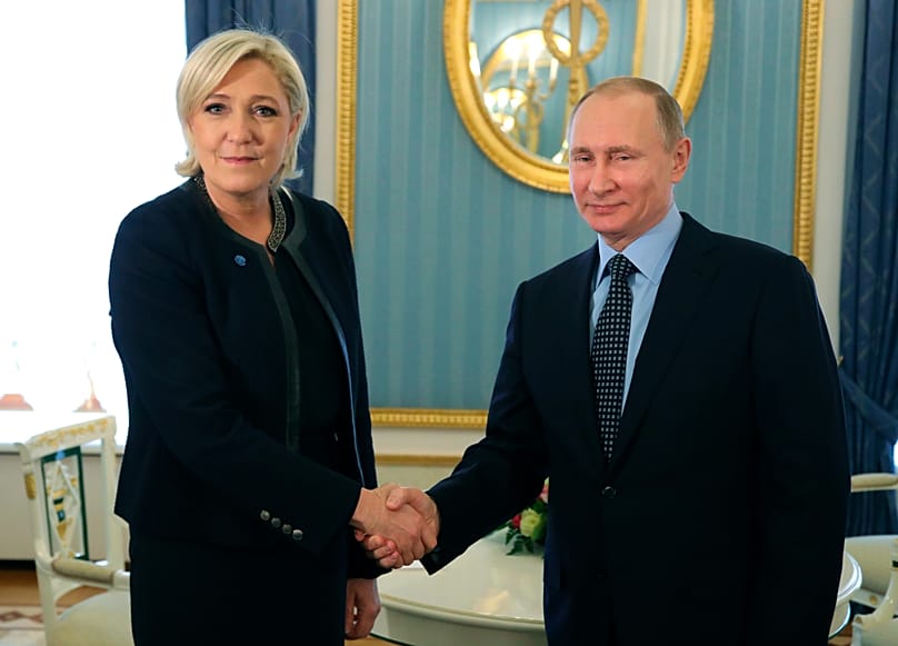 Marine Le Pen et Vladimir Poutine, le Kremlin, Moscou, le 24 mars 2017