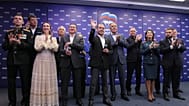 Dimitri Medvedev et des dirigeants de Russie Unie lors de l'annonce des premiers résultats de l'élection, le 20 sept. 2026