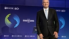 OECD boss Mathias Cormann speaks in Paris, France