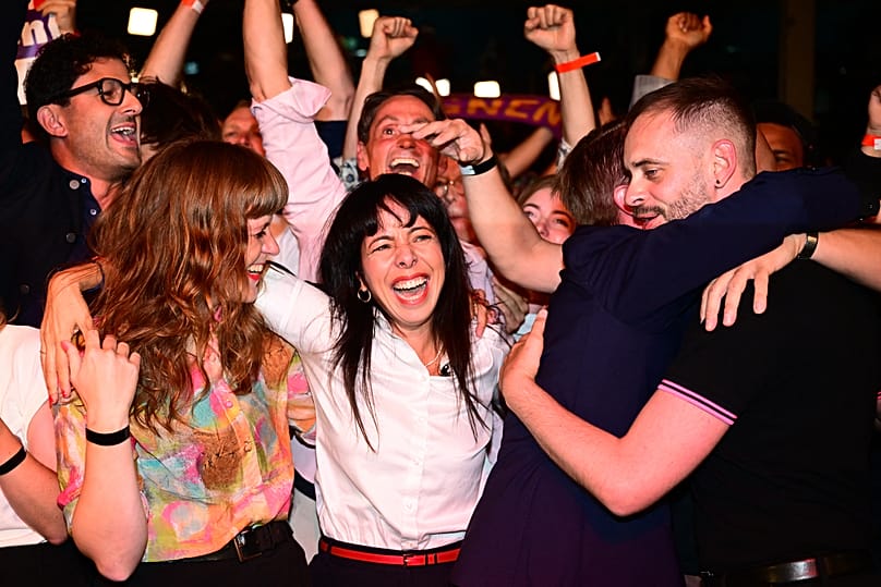 Elif Eralp, Spitzenkandidatin von Die Linke auf der Wahlparty der Partei, Berlin am 20. September 2026